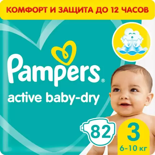 Подгузники PAMPERS Active Baby-Dry Midi Jumbo 3 82шт