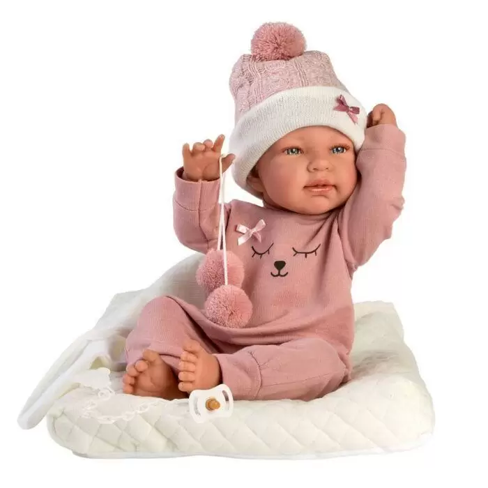 Кукла LLorens Малышка Тина 43 см в розов пижаме с матрасиком