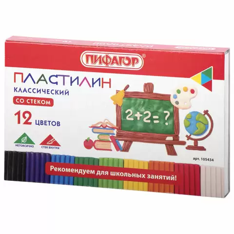 Пластилин классический ПИФАГОР 12цв