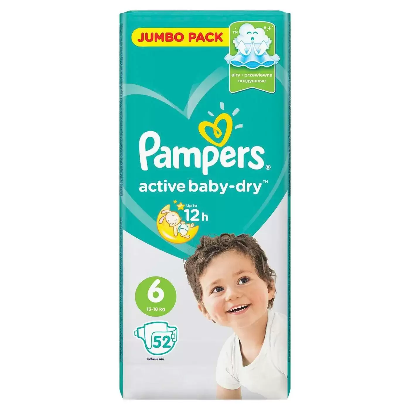 Подгузники PAMPERS Active Baby-Dry Extra Large Jumbo (6) 52шт