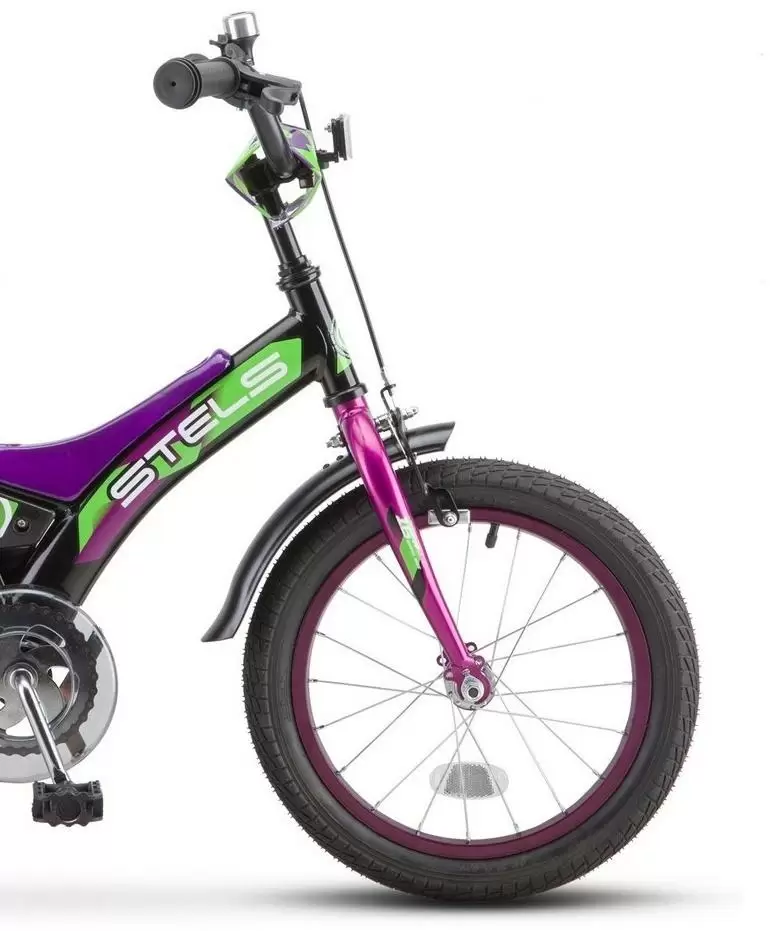 Велосипед STELS Jet 16 дюймов чёрный/фиолетовый (5 - 6 лет)