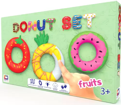 Набор лёгкого прыгающего пластилина ТМ Moon Light Clay Donut set Fruits (Мегатойс)