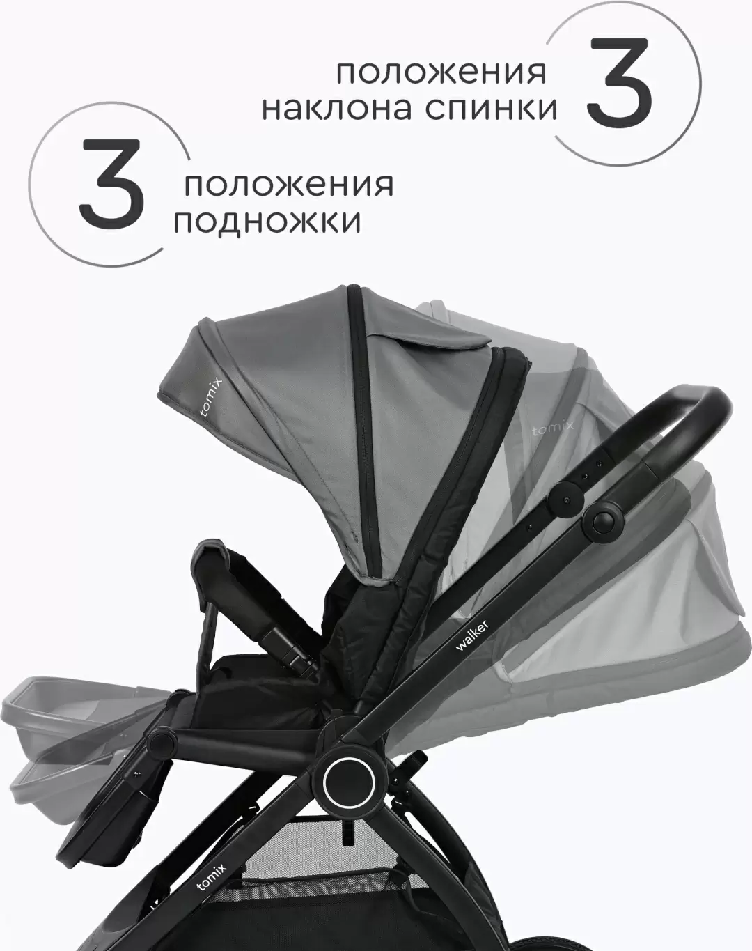 Коляска детская Tomix Walker 3in1 Grey