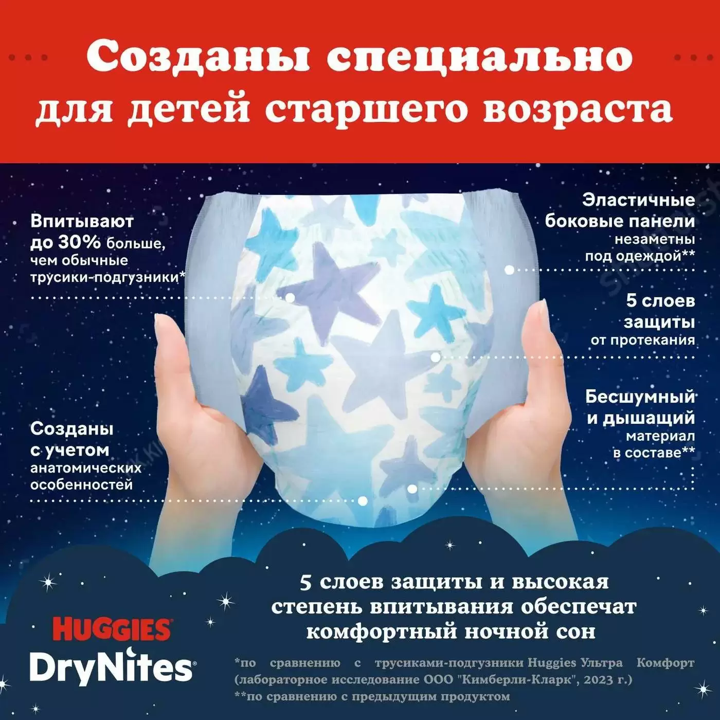 Подгузники-трусики для мальчиков Huggies DryNites 4-7 лет 17-30 кг 10 шт