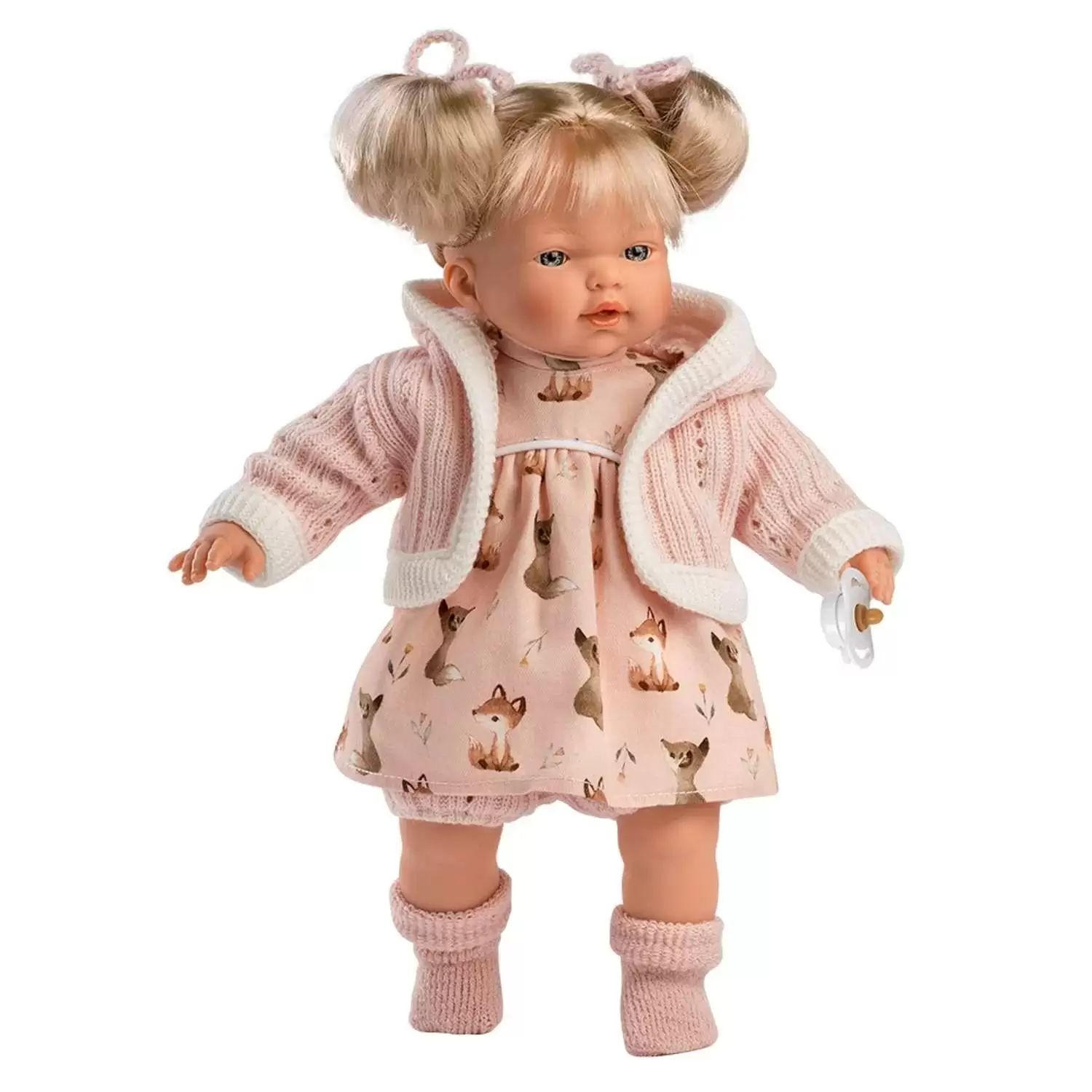 Кукла LLorens Роберта 33см блондинка в платье с лисятами
