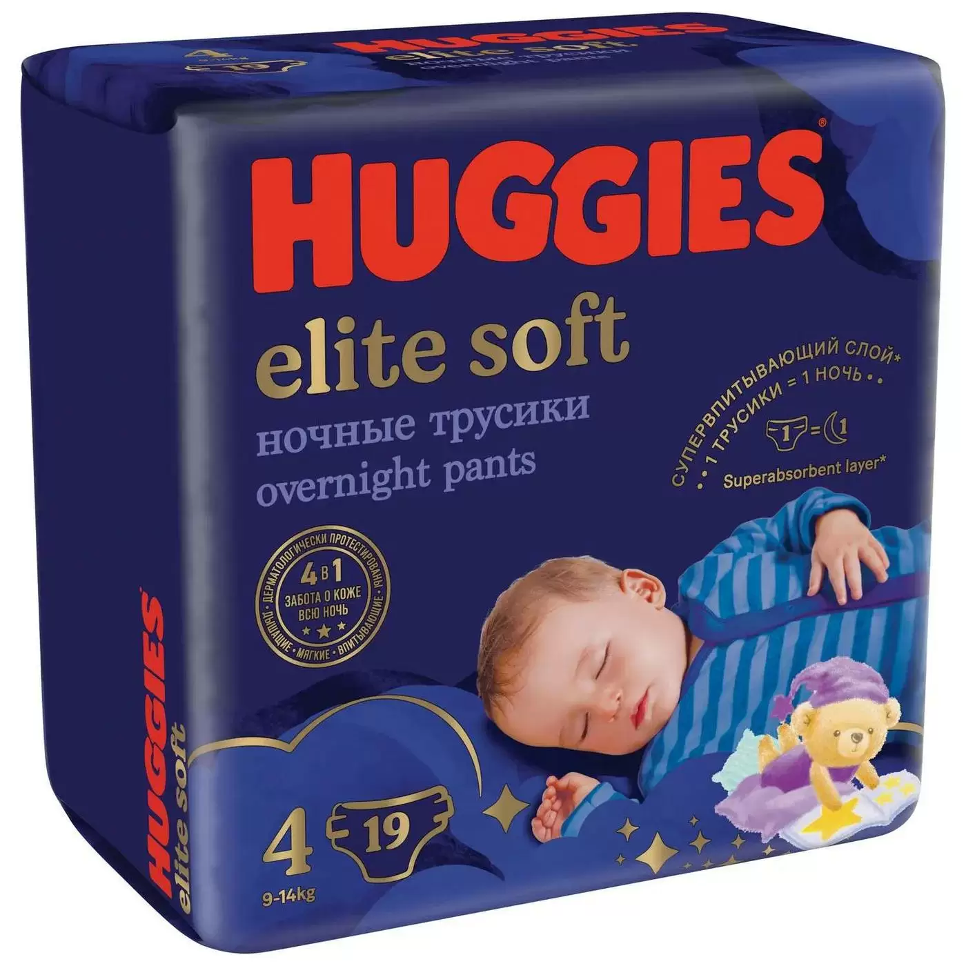 Подгузники-трусики Huggies Elite Soft ночные 4 9-14кг 19шт