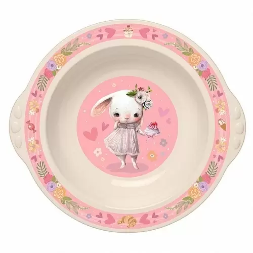Тарелка детская глубокая с декором розовый